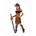Disfraz de Vikinga niña traje de salvaje con pieles infantil Carnaval
