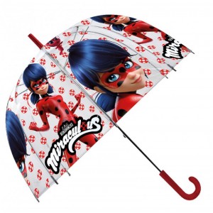 Paraguas de LadyBug Prodigiosa de dibujos animados transparente tikki rojo