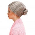 Peluca de anciana pelo recogida de abuela color gris brillante pelo disfraz moño