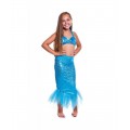 Disfraz de Sirena vestido y cola de sirenita con top y cola de pez azul carnaval
