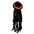 Peluca con gorro de bob Marley Rastafari con rastas y simbolo marihuana disfraz
